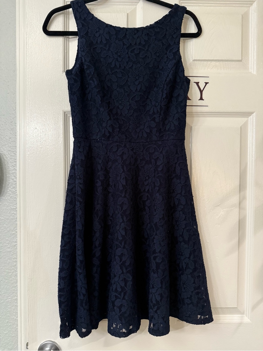 Speechless Navy Lace Zip-Back Dress